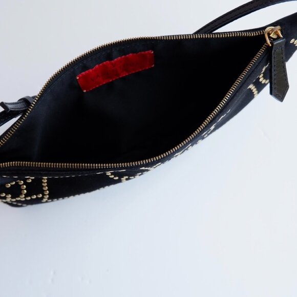 Authentic Preowned Valentino Black Satin Gold Studded Shoulder Bag - Picture 7 of 8